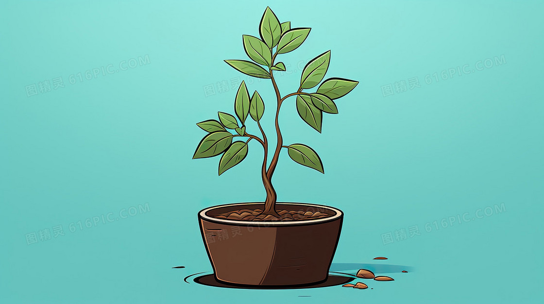 卡通植树节植物种树树苗环保插画