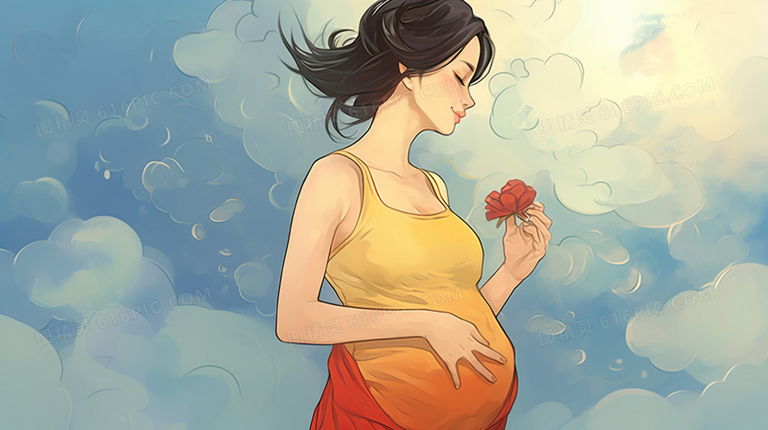 卡通孕妇母亲节怀孕母婴插画