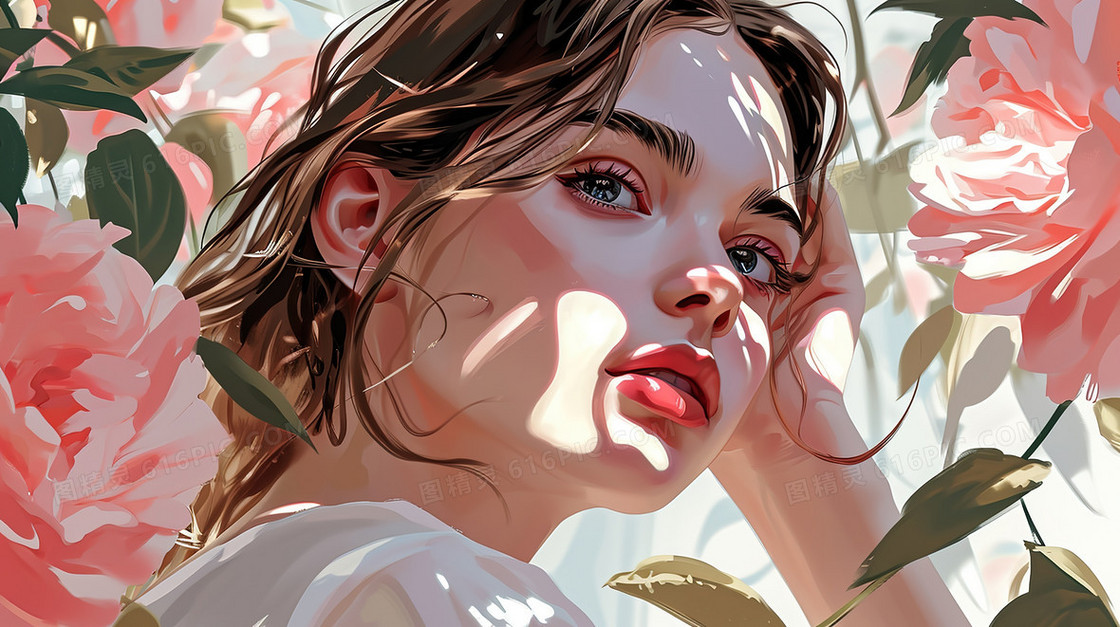 时尚杂志的平面女模特插画