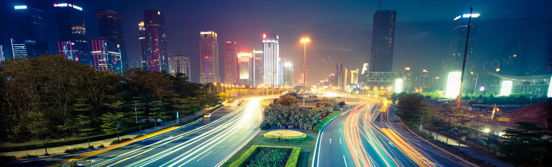 城市酷炫夜景banner壁纸