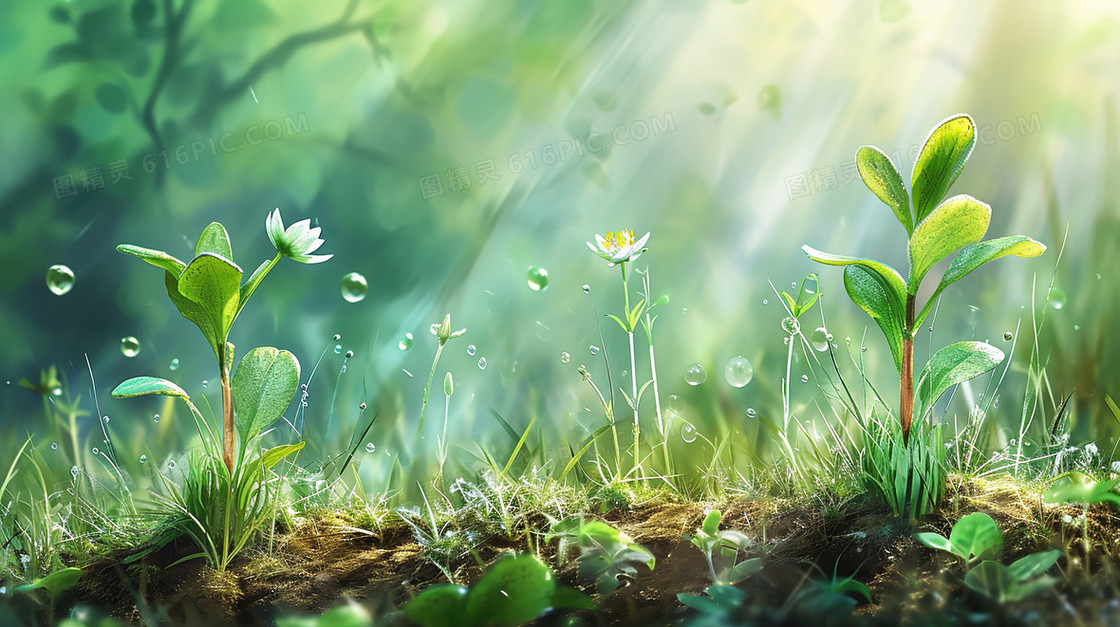 春天茁壮成长的小树苗创意图片