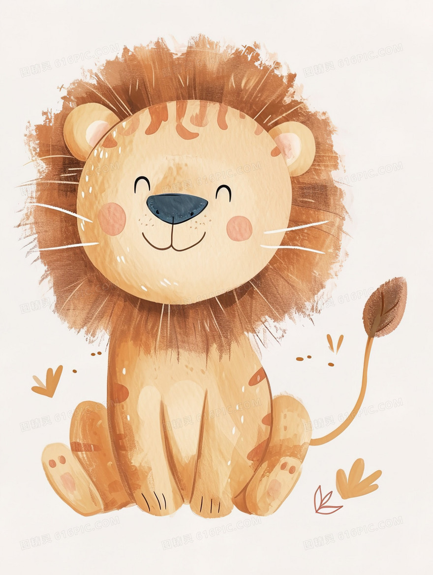 一只微笑的狮子插画