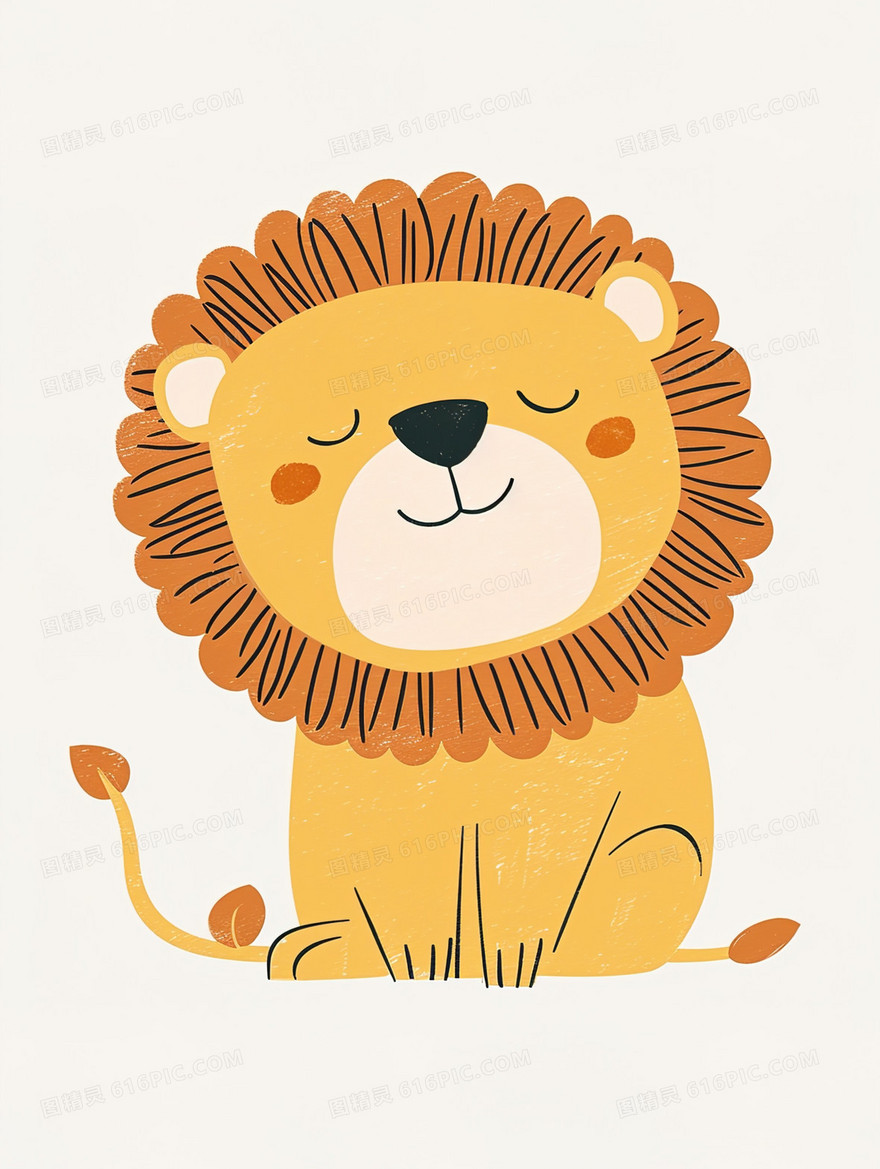 一只微笑的狮子插画