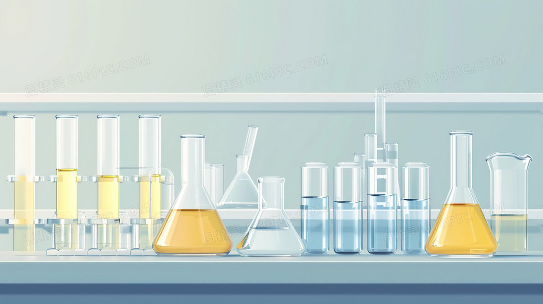 化学实验室里的试剂器具插画