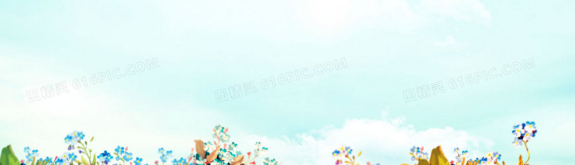 清新 蓝色花朵背景
