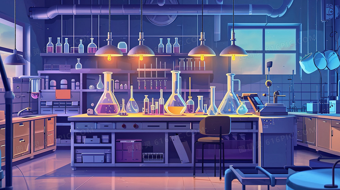 化学实验室内部场景插画