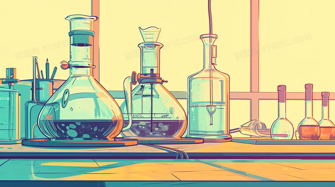 实验室里的化学器具插画