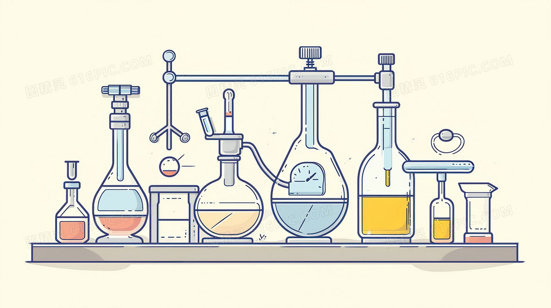 装着化学药剂的药瓶插画