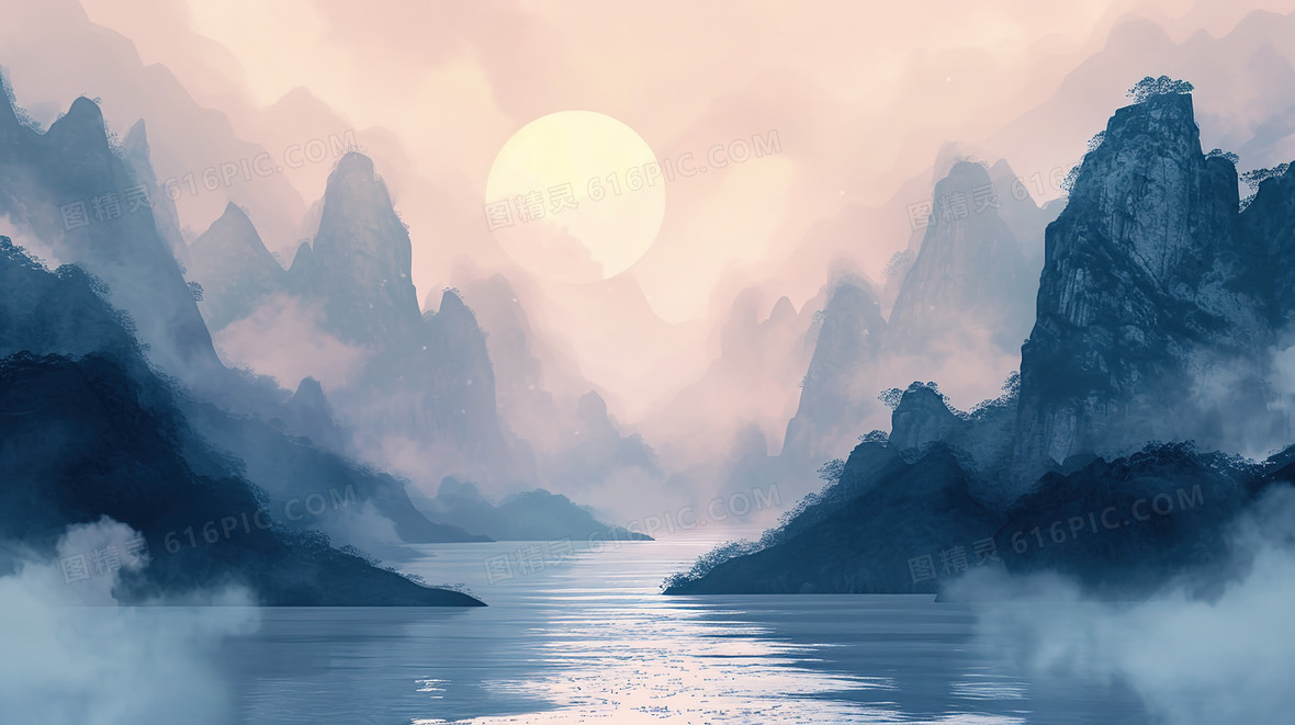 禅意山水背景图片下载_免费高清禅意山水背景设计素材_第2页_图精灵