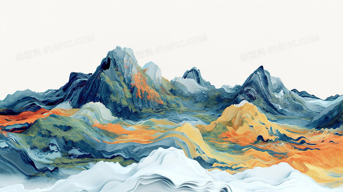 山地风景立体肌理渐变插画