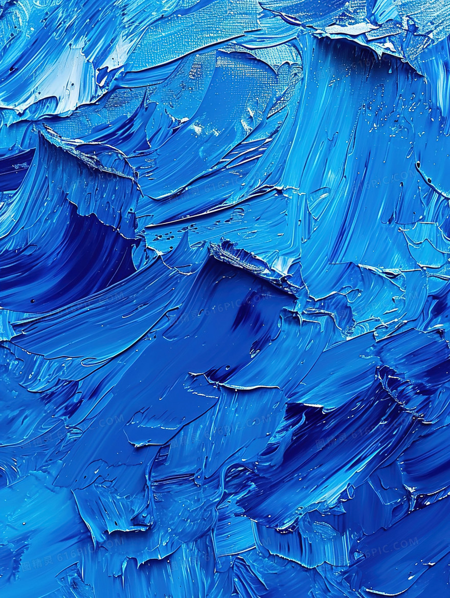 克莱因蓝的海面油画插画