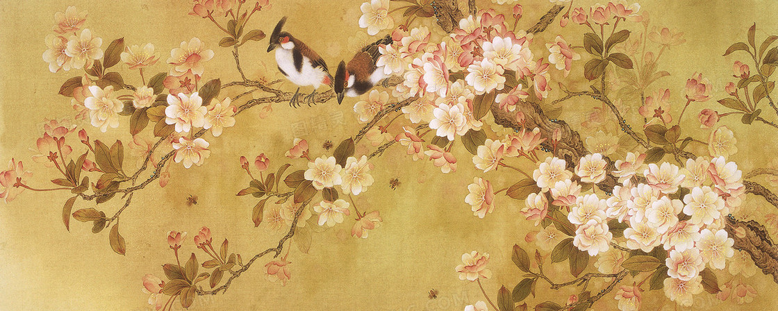 工笔画花鸟淘宝网站背景图