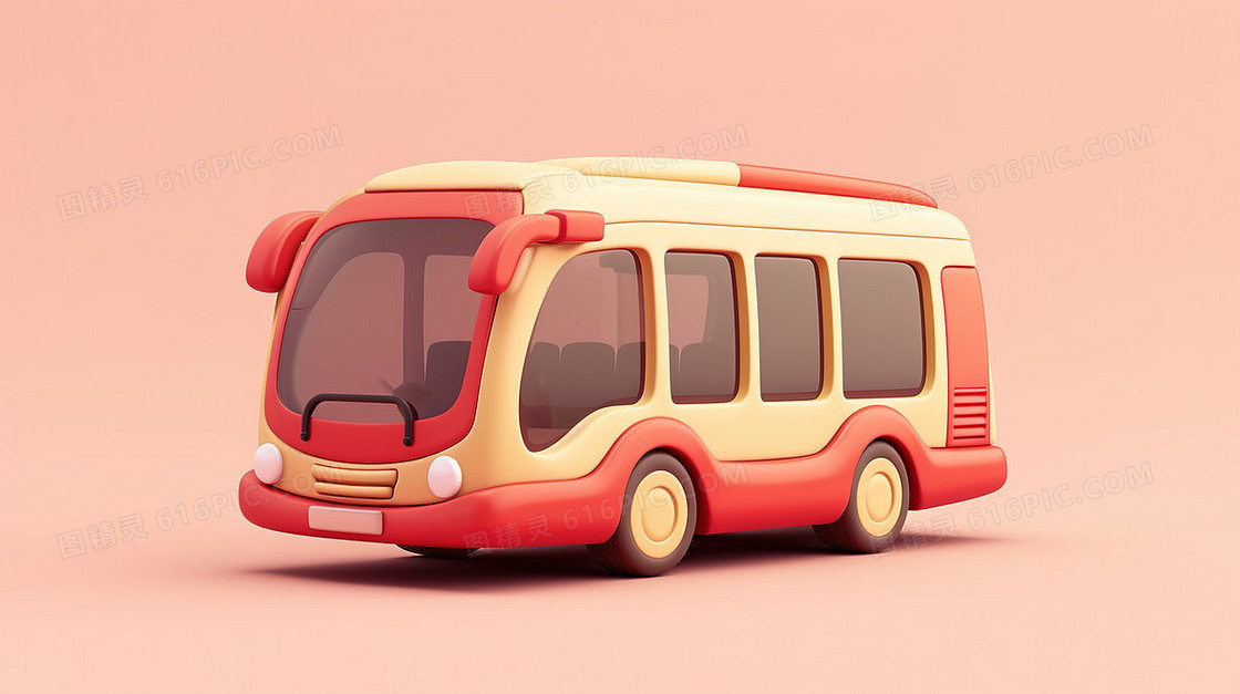 一辆C4D巴士模型插画