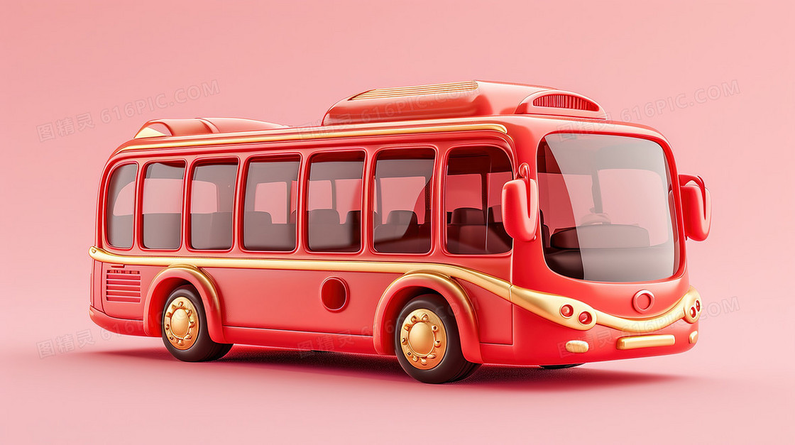 一辆C4D巴士模型插画