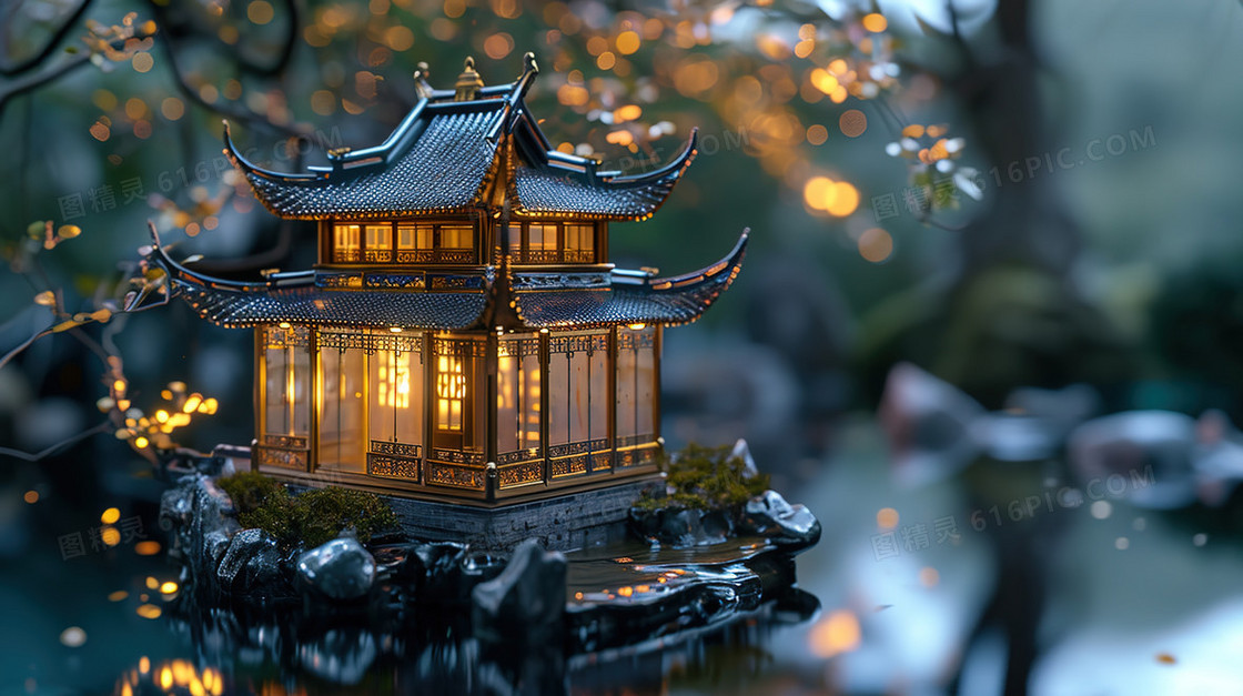 中国风建筑景观模型图片