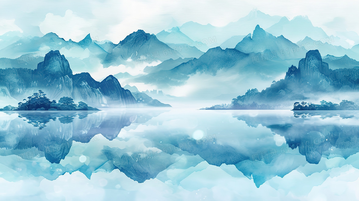 山水蓝色背景图片下载_免费高清山水蓝色背景设计素材_图精灵