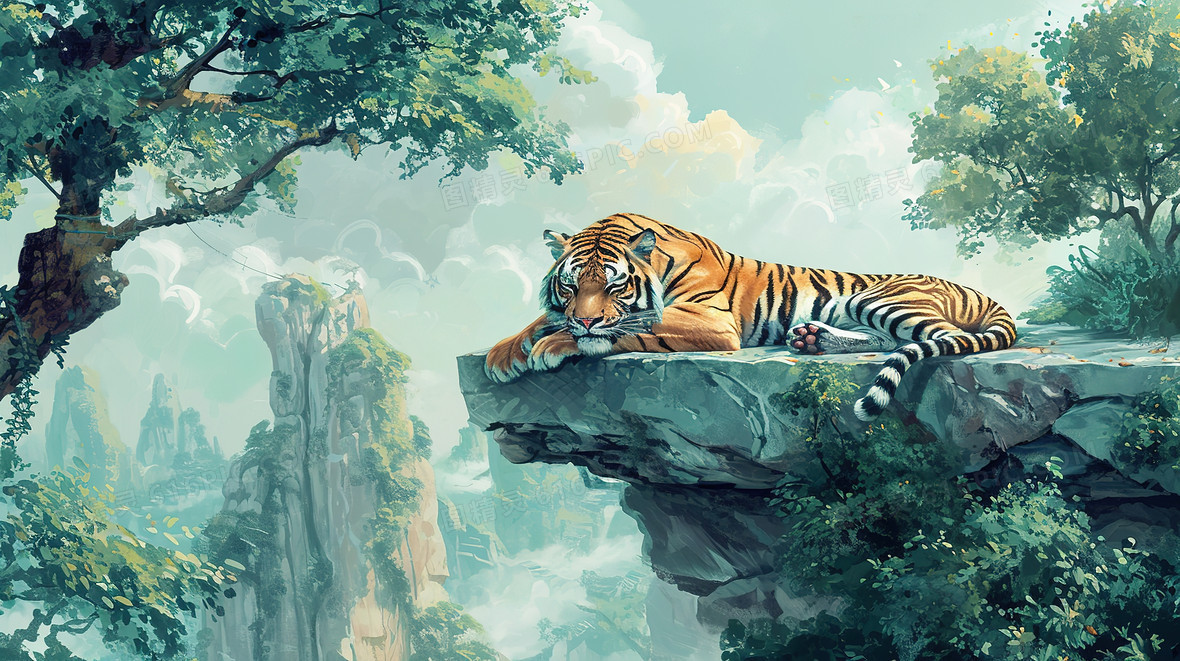 老虎插画背景图片下载_免费高清老虎插画背景设计素材_第3页_图精灵