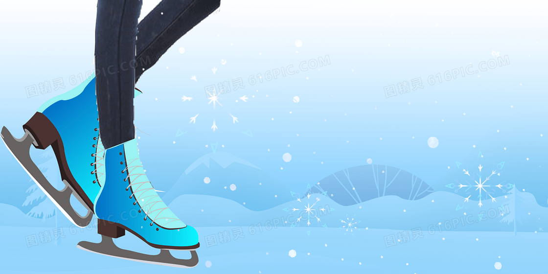 卡通插画人物滑雪背景