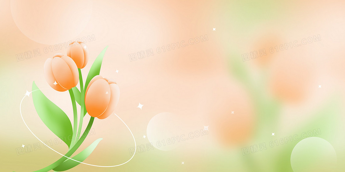 春分橙色弥散花朵背景