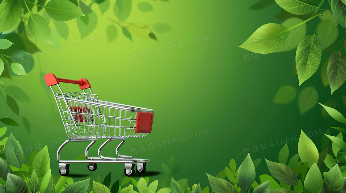 夏季新品上市促销打折绿色植物背景图