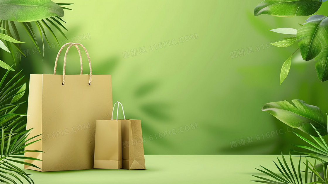 夏季新品上市促销打折绿色植物背景图