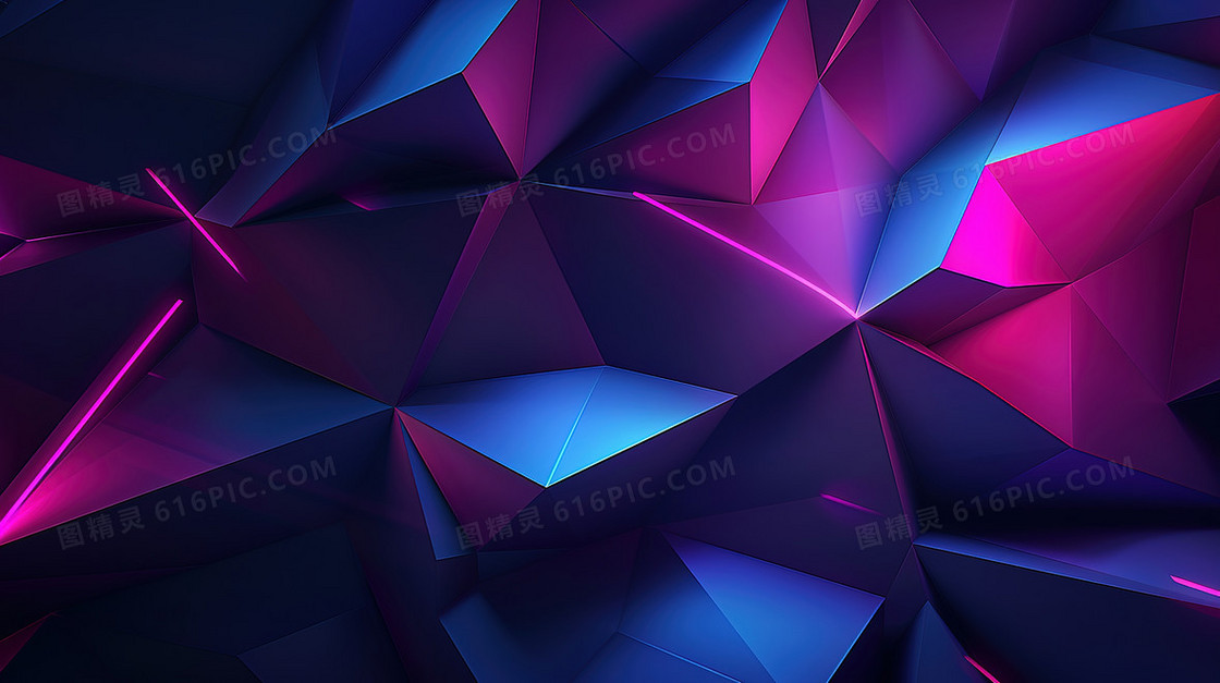 蓝紫渐变块状几何撞色抽象背景