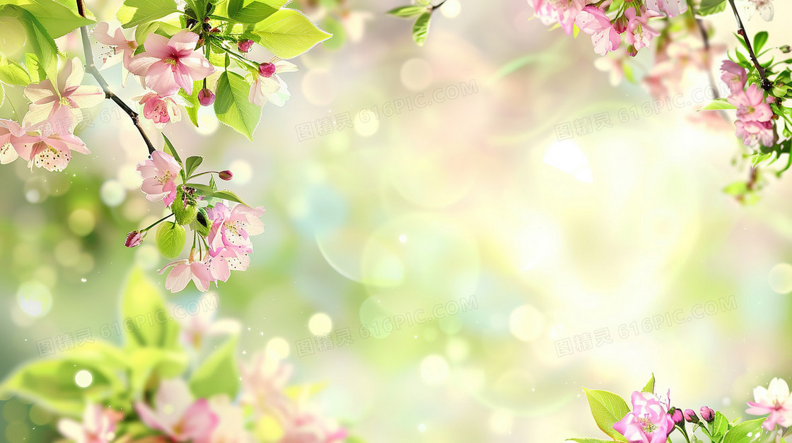 春天盛开的唯美鲜花背景图