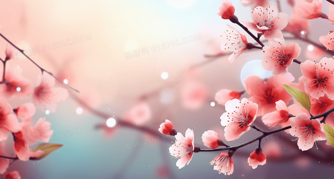简约唯美春天花朵背景