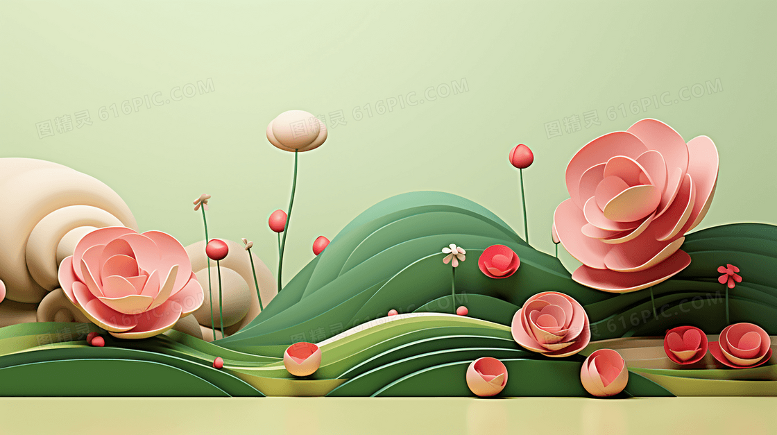唯美春天立体3D背景