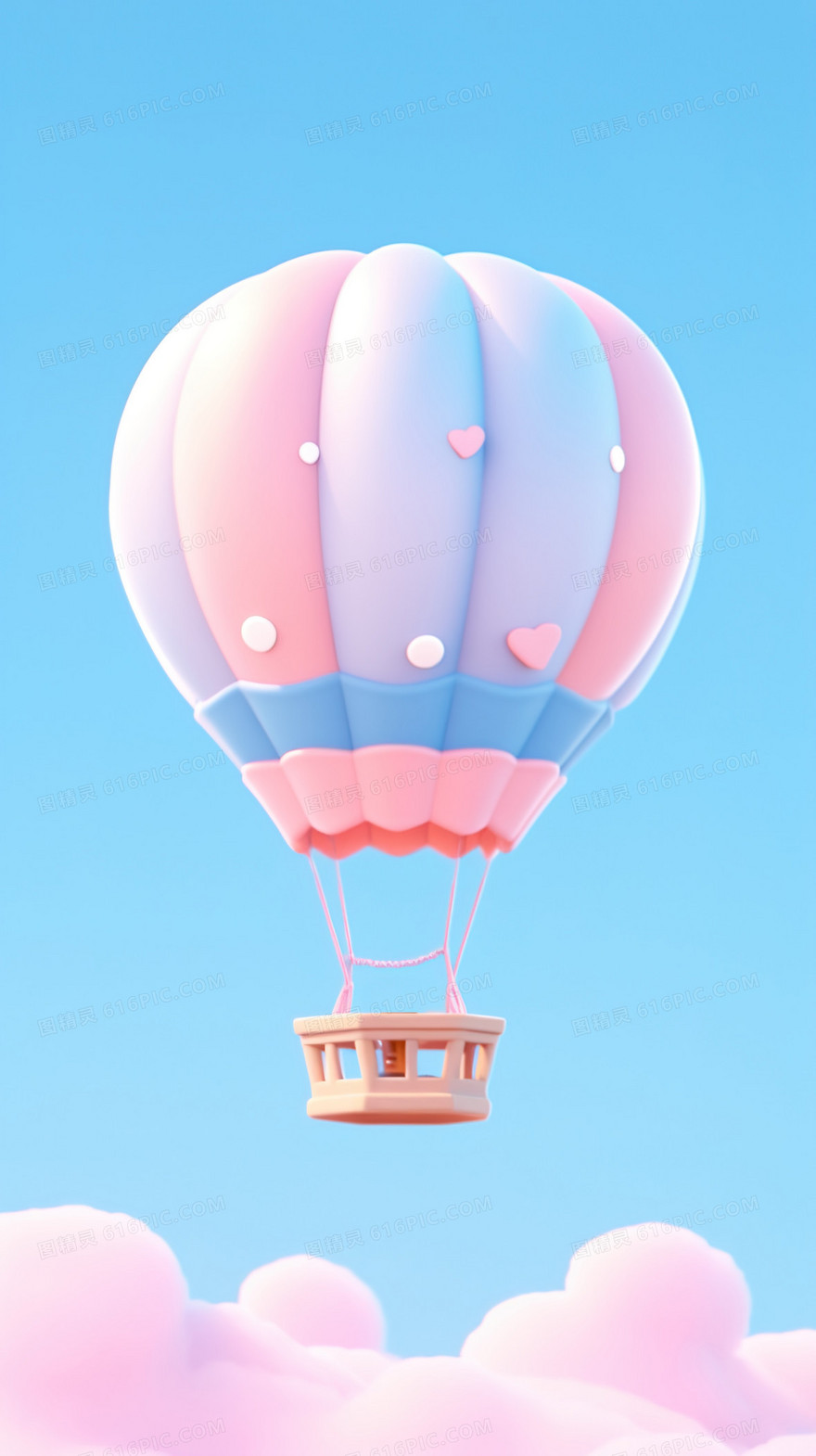 可爱卡通粉色热气球背景