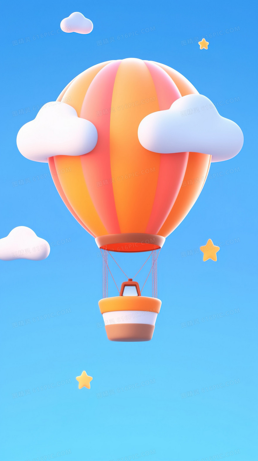 卡通3D热气球背景