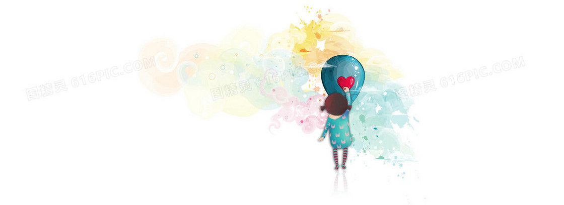 卡通手绘小女孩背景banner