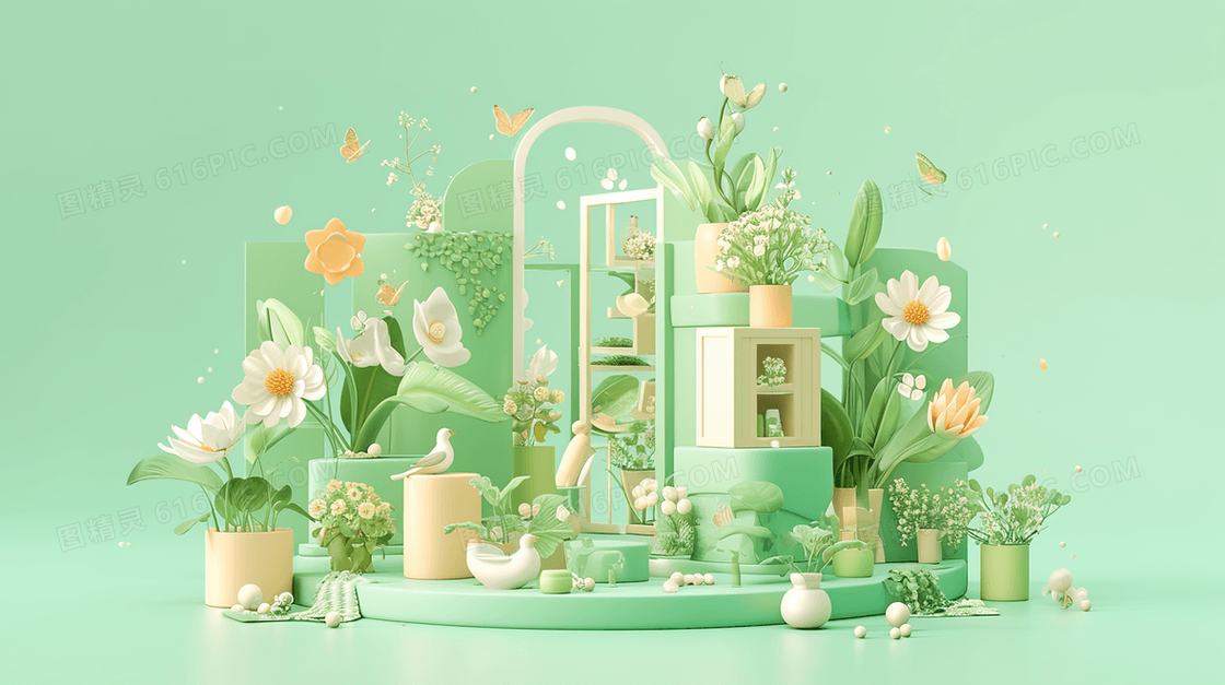 3D立体花朵背景