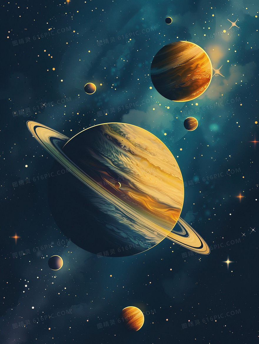 创意卡通风木星背景