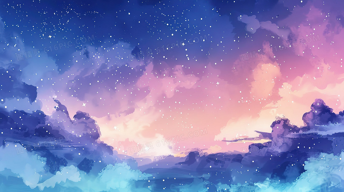 水彩风创意星空背景
