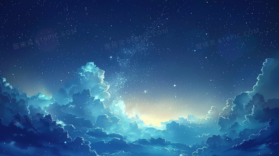 卡通风蓝色创意星空背景