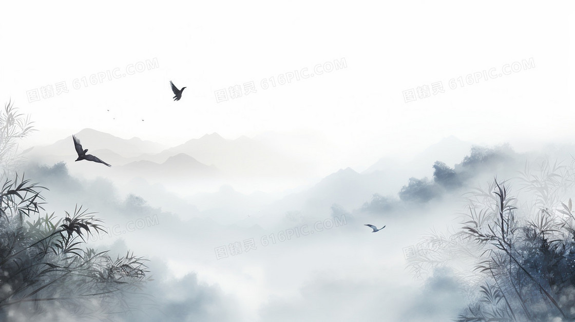中国风山水水墨国画背景