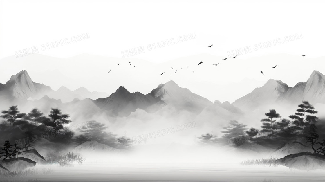 中国风山水水墨国画背景