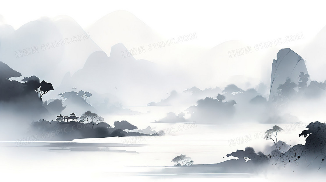 中国风创意水墨画山水背景