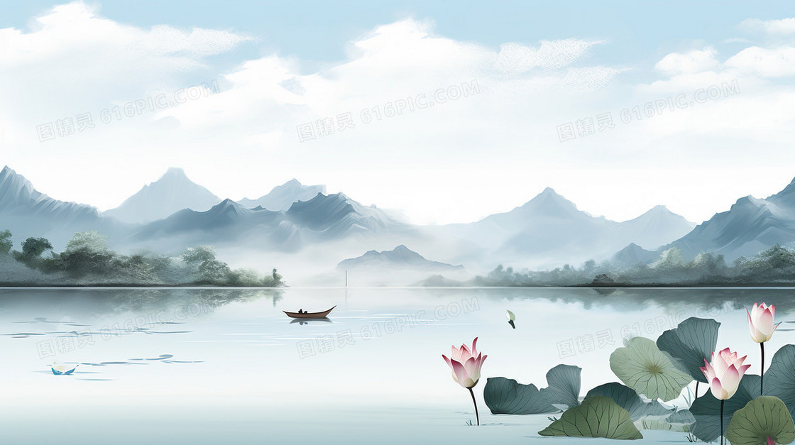 中国风山水水墨古风背景