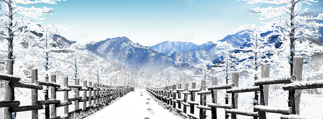 淘宝电商冬季雪景背景banner