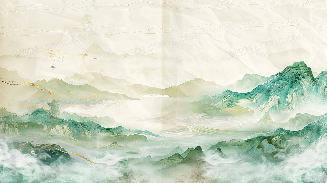 水墨山水皱纸效果中国风背景图