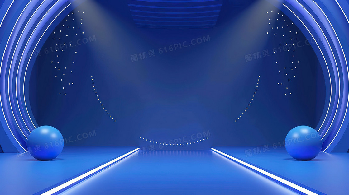 蓝色科技感3D舞台背景