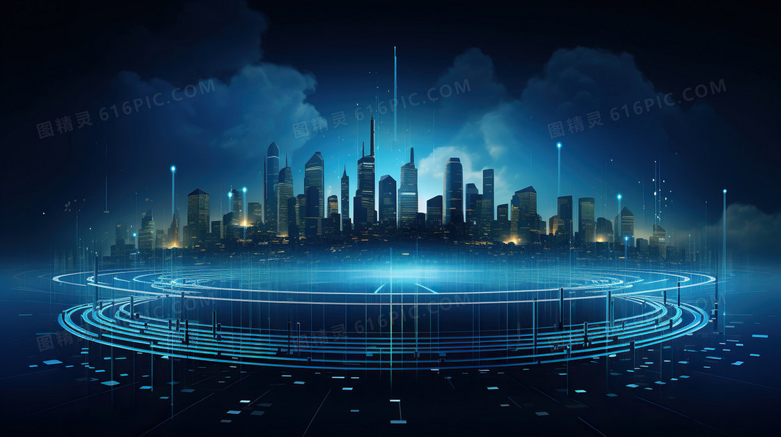 蓝色科技风格城市峰会背景