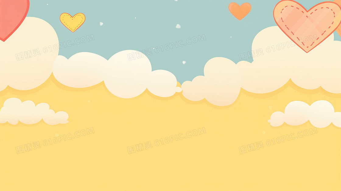 橙色云彩云朵简约卡通背景