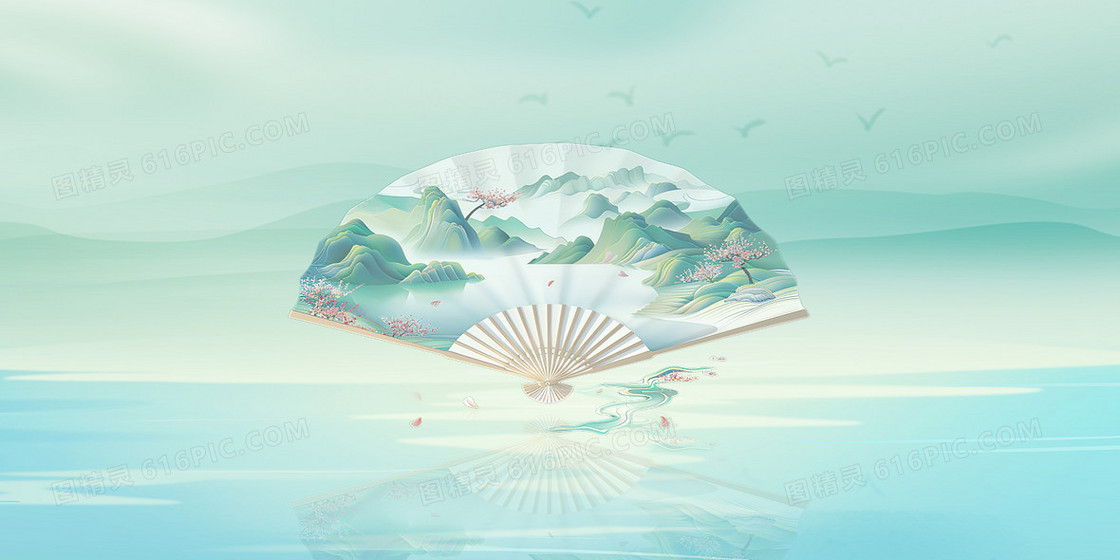 夏天节气立夏山水中国风背景