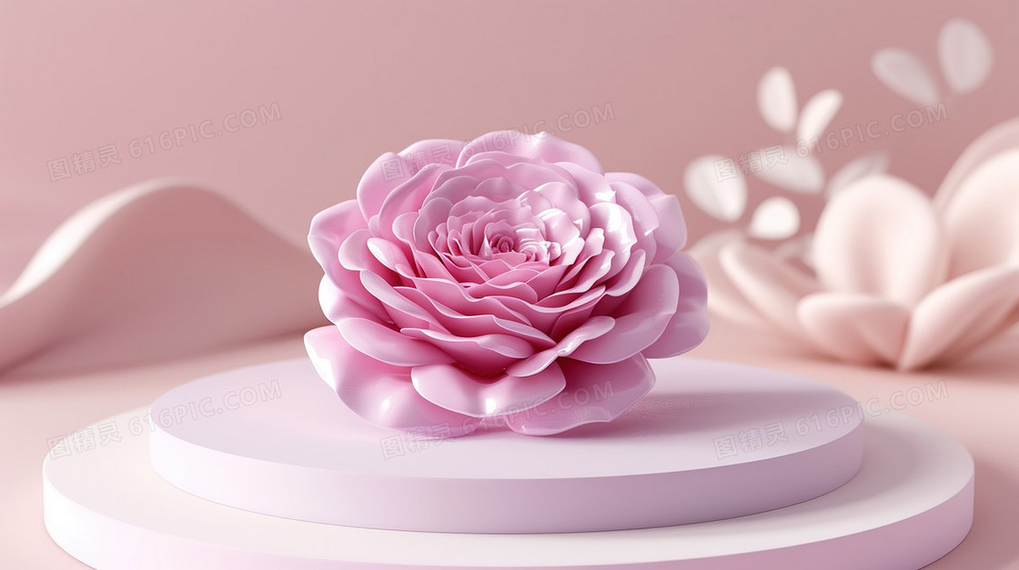 粉色花朵520装饰圆柱背景