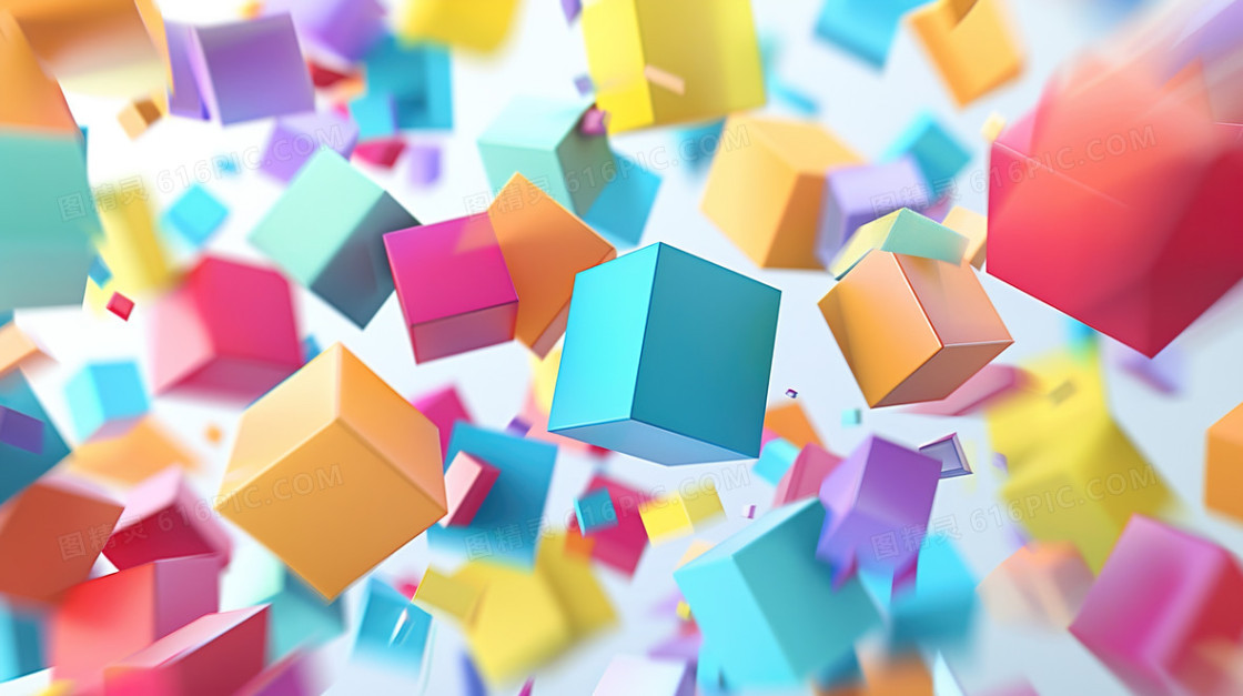 彩色3D立体漂浮质感背景