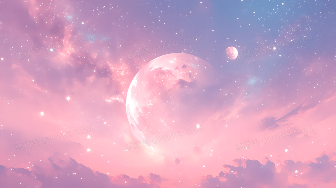 粉紫色调唯美浪漫星空宇宙背景