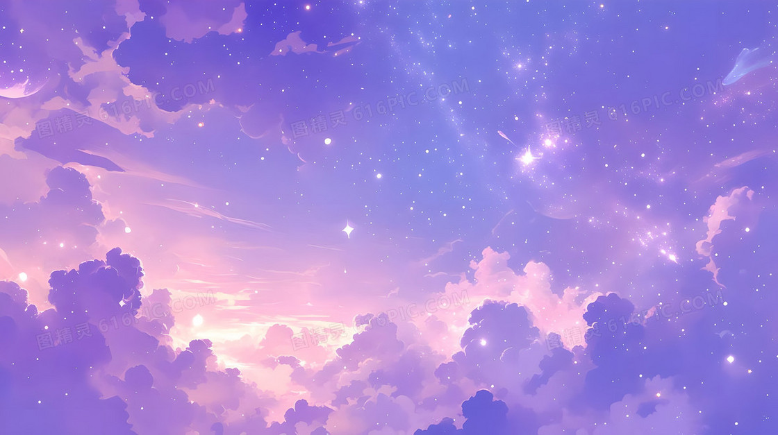 紫色调唯美梦幻星空背景